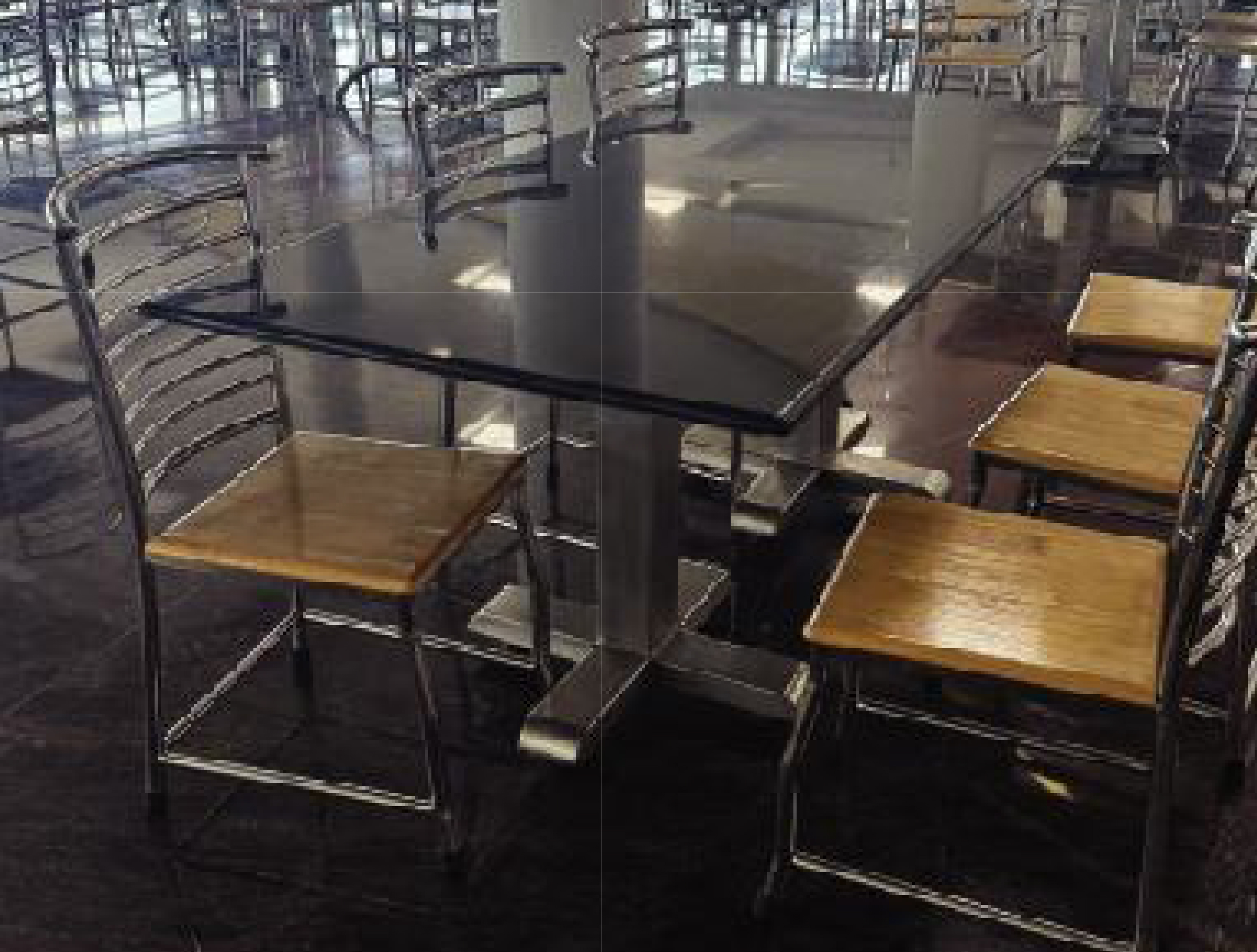 SS Frame With Granite Top Table With Chair Set